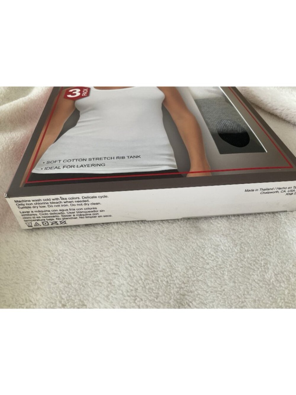 Felina Women's Ribbed Tank, 3-pack White Gray Black Small Cotton Stretch Rib New - Picture 5 of 10